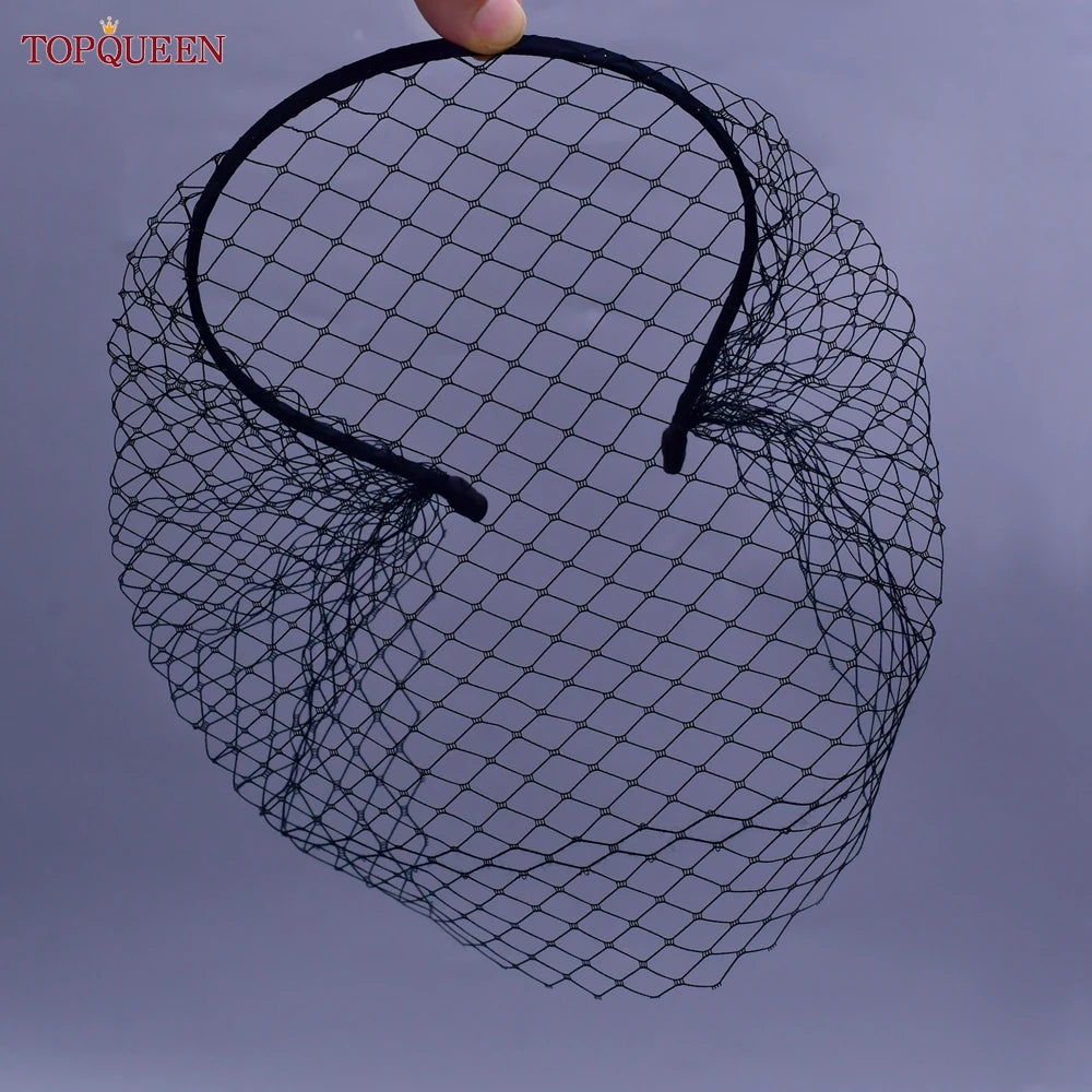 TOPQUEEN VA12 Wedding Birdcage Veil Bridal Blusher Veil White Headband Veil for Bridal Fascinators Black Face Net Mask Bachelore