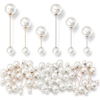 10pcs Imitation Pearl Brooch Pins 38/54/73mm Beige Double Pearl Safety Pins For Jewelry Making Party DIY Clothing Accessories