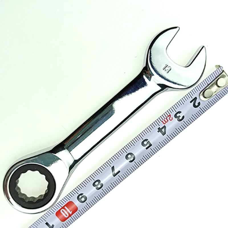 8-19mm Short Handle Ratchet Handle Wrench CR-V Combination Wrenches Quick Open Spanner Auto Repair Tools 1pcs