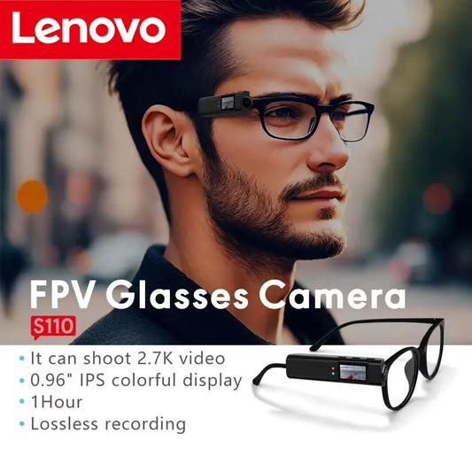 Lenovo 4K Glasses Camera WiFi Smart Video Recording HD Headset Wearable Cam for Travel Vlogging Hands Free Sunglasses Recorder