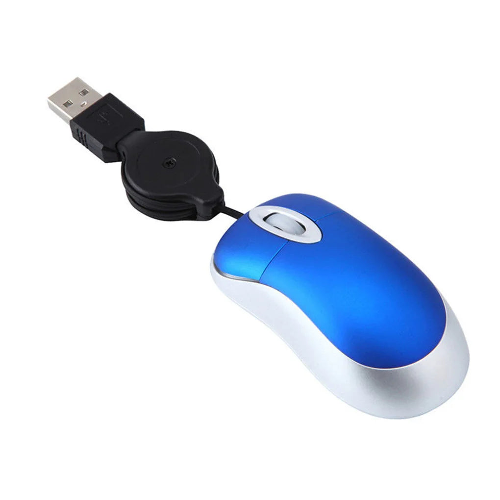 Computer Mouse Wired Small Hand Retractable USB Cable Gaming Mice Purple