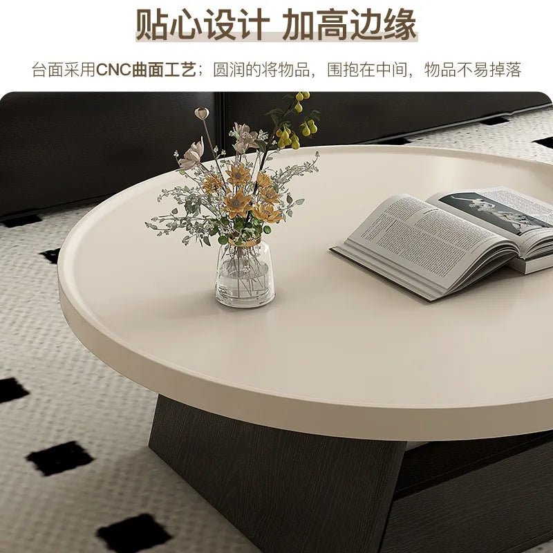Middle-aged Style Coffee Table Modern Simple Living Room Home New Style Light Luxury High-end Small Apartment Round Coffee Table