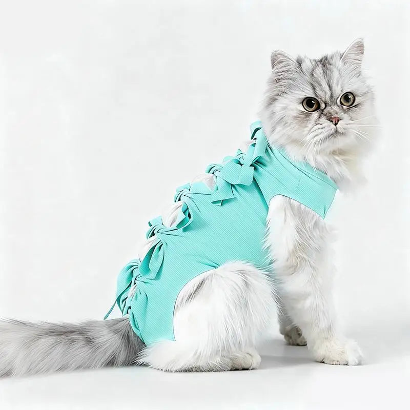 *Pet Neutering Suit Cat Postoperative Recovery Anti Licking Clothing Adjustable Cat Wound Protective Clothes Pet Supplies