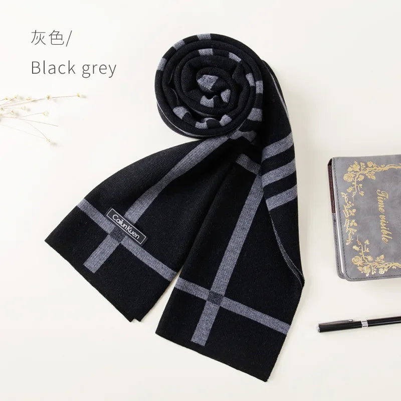 High Quality Wool Men Scarf Autumn Winter Classic Business Thermal Muffler Male Soft Korean Version Long Thick Warm Shawl No Box