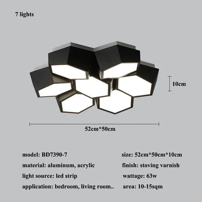 Modern Geometry Led Ceiling Lamp Living Room Chandeliers Lighting Bedroom Dimmable Lamparas Nordic Home Decor Lights Luminaria