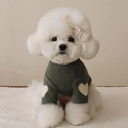 New Winter Warm Gift Pet Dog Clothes Bear Teddy Cute Love Puppy Clothing Base Shirt Designer Cat Pet Warm Clothes