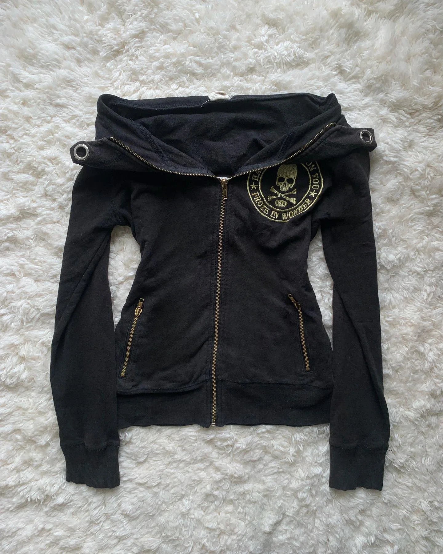 Y2K Gothic Black Coat  Bomber Jacket Women Harajuku Vintage Turn Down Collar Denim Jacket Punk Diagonal Zipper Motorcycle Jacket