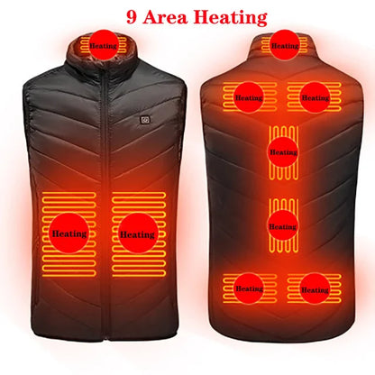 17/13/9 Bereiche USB-Heizjacke Herren Damen Elektrische Heizweste Heizweste Beheizbarer Bodywarmer USB-Innenheizweste Veste