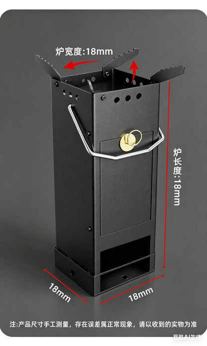 Portable Rocket Stove, Thick Manganese Steel Wood Burning Stove, Foldable Camping, Outdoor Cooking, Heating, Picnic