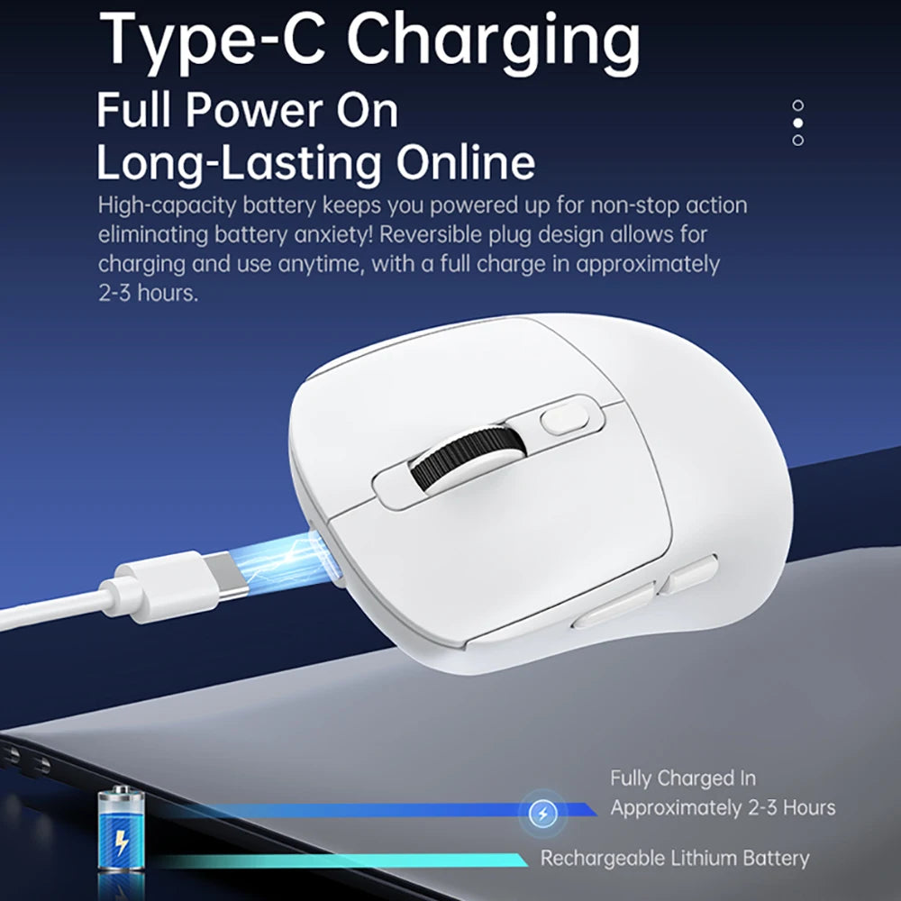 KEBIDUMEI Tri-Mode Bluetooth Mouse 800-8000 DPI Gaming Mouse 2.4G Wireless Mouse Wired Mouse Rechargeable Silent Mice for Laptop