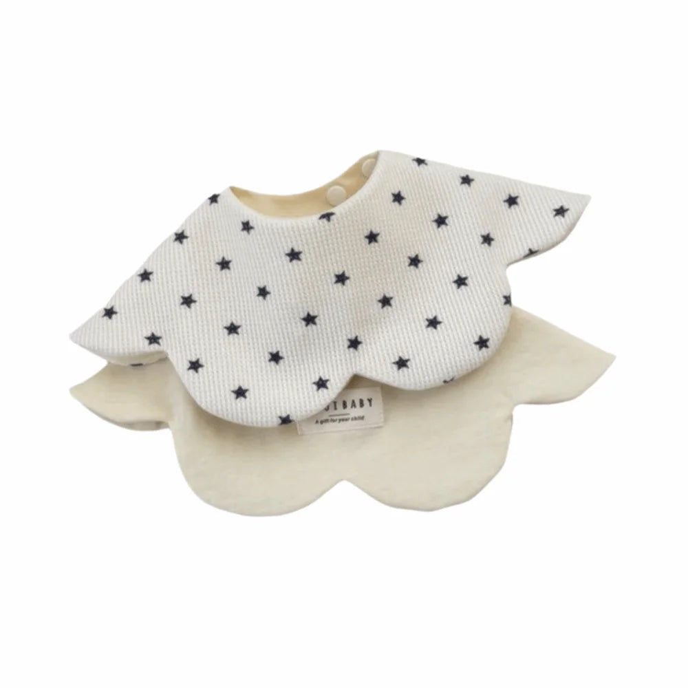 Easy To Wear Cartoon Baby Feeding Bib Two-sided Usable Cotton Baby Drool Bib Absorbent Washable Cute Saliva Towel Newborn Care