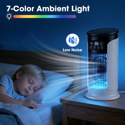 3 in 1 Portable Air Cooler with Humidifier 6 Wind Speed Fast Cooling Air Conditioner Misting Fan for Home Office Kitchen Desktop