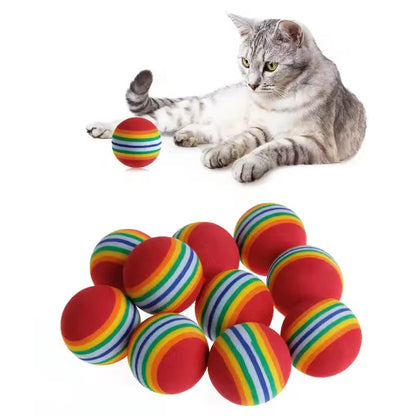 5/10/30PCS Rainbow EVA Cat Toys Ball Interactive Cat Dog Play Chewing Rattle Scratch EVA Ball Training Balls Pet Toys Supplies