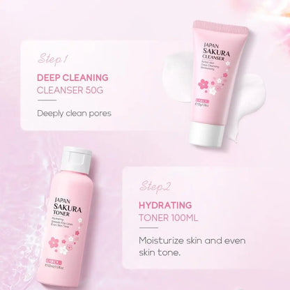 Sakura Skincare Set, 29pcs/set Deep Cleansing & Moisturizing Skin Care Kit, Facial Skin Care Product for Women & Girls