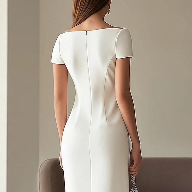 Women's Summer Dress Sexy Slash Neck Short Sleeve Hollow Slim Evening Dresses Spring Elegant Floral Print Split Boho Long Dress
