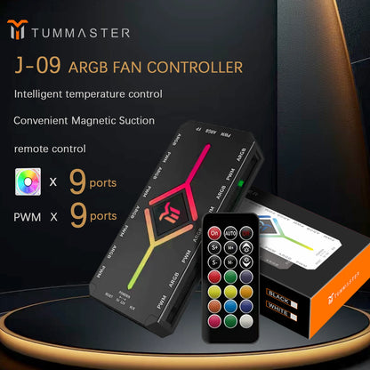ARGB Hub 5V 3PIN ARGB&4PIN PWM Fan Controller Synchronized For PC/Computer Case Fan Light Bottom Magnetic with Remote Control