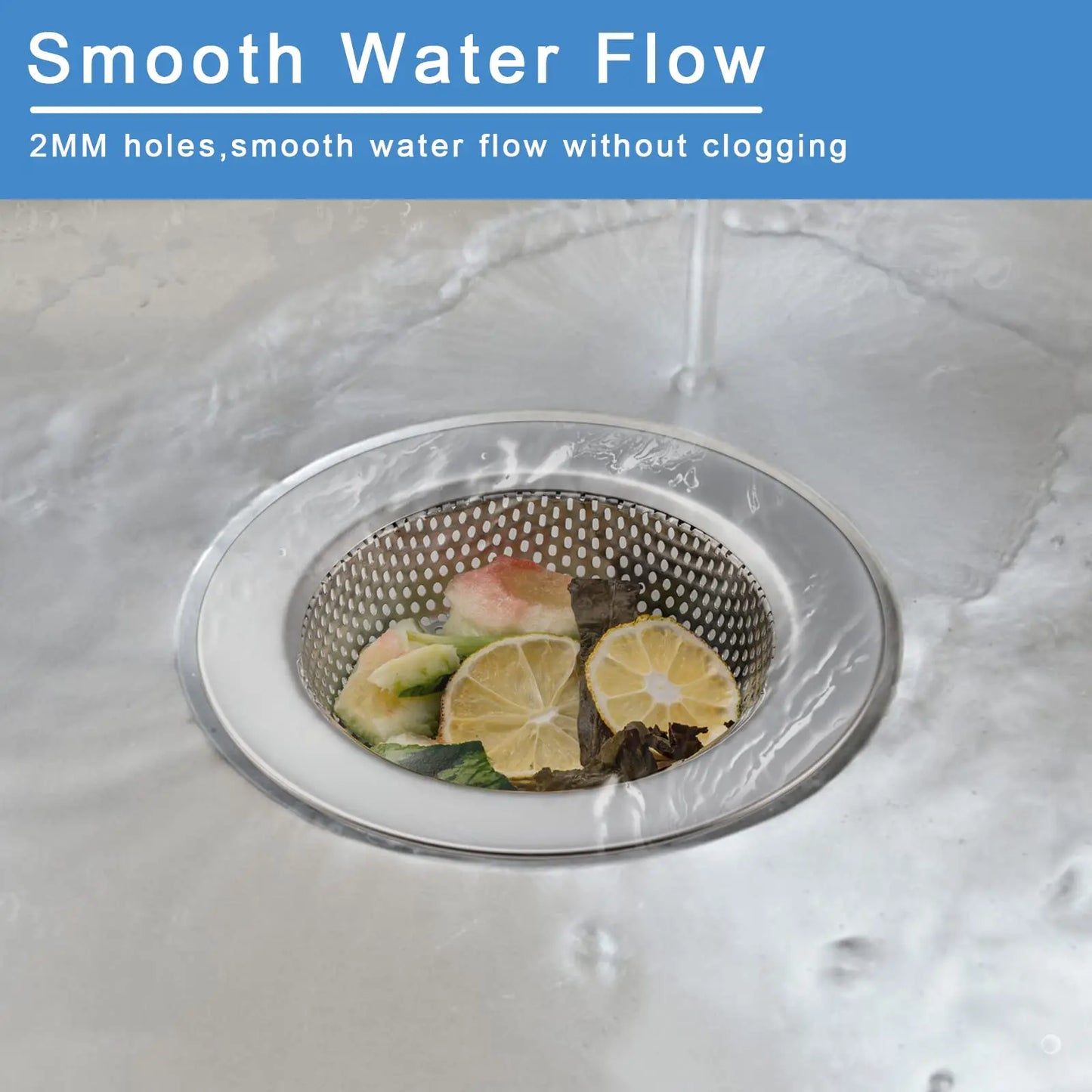 2 Pcs Kitchen Sink Strainer，Stainless Steel Punching Sink Drain Strainer Shower Drain Hair Catcher Bathroom Kitchen Accessories