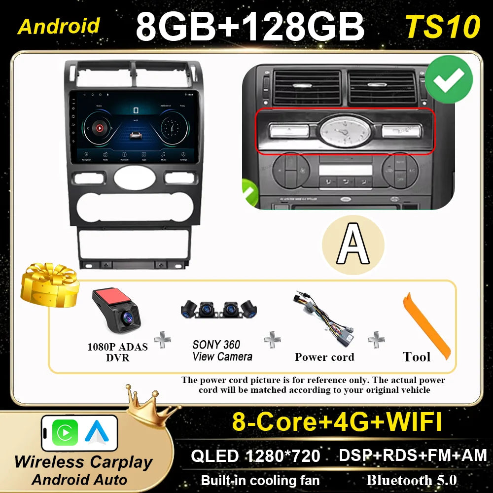 Android 16 GPS Navigation  For Ford Mondeo 2004 -2007 Auto Multimidia Video Player Carplay Head Unit Radio Stereo Car Dvd WIFI