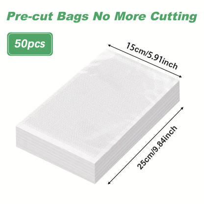 50pcs Vacuum Sealer Bags, Food Storage Pouches, Freshness Preservation for Kitchen, For Vacuum Sealer Machine Accessories