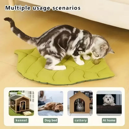 Leaf Shaped Pet Bed Reversible Soft Washable Non Slip Cushion for Cats Dogs Indoor Travel Camping Comfortable Cozy Mat