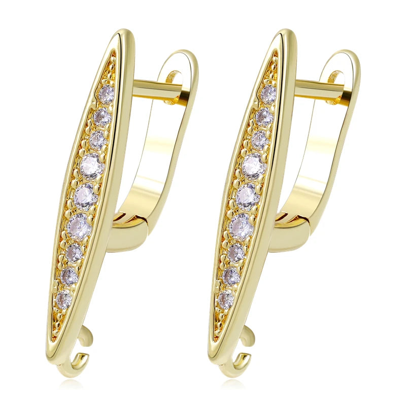 Juya 18K Gold Silver Plated Fastener Bales Fixture Earring Hook Locks For DIY Women Fashion Crystal Agate Charms Earrings Making