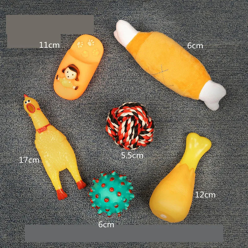 New Dog Toys Pet Ball Bone Rope Squeaky Plush Toys Kit Puppy Interactive Molar Chewing Toy for Small Large Dogs Pug Supplies