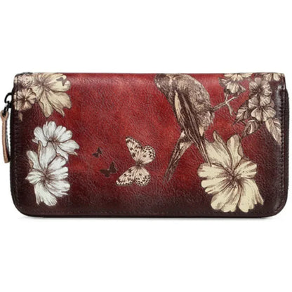 Genuine Leather Women Wallet  Coin Purse Female Purse Flower Printed Long Clutch Bags  Womens Wallets And Purses  Carteira