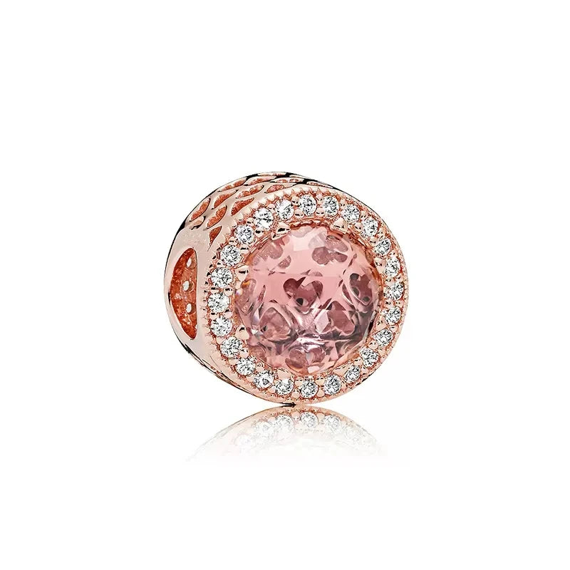 Rose Gold Plated Charms for Bracelet DIY Jewelry Making Heart Flower Strawberry Butterfly Paw Print CZ Pendant Beads Women Gift
