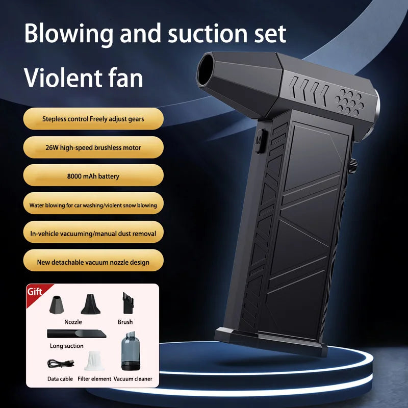 Lenovo 2 In1 Violent Fan Powerful Electric Air Blower Portable Dust Cleaner Type-C Charging Brushless Turbo Jet Fan Blower