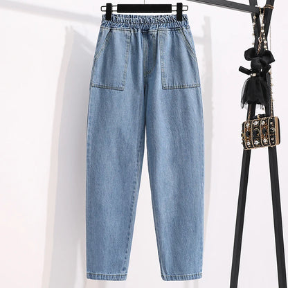 plus Size Denim Trousers High Waist Straight Leg Women's Spring Faion Slimming Long Pants Casual Harajuku Sle Jeans