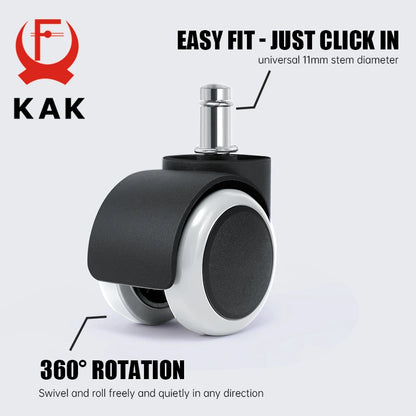 KAK 5pcs 2 inch Universal Swivel Caster Wheels Replacement Gaming Chair Office Chair Casters Trolley Rollers Furniture Hardware