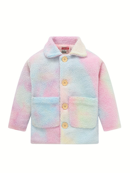 Mädchen-Lammfelljacke | JOMAKE Koreanischer Stil, Reverskragen, zweifarbig, warmer Windbreaker mit Taschen, Futter, Knopfverschluss, lange Ärmel für den Winter