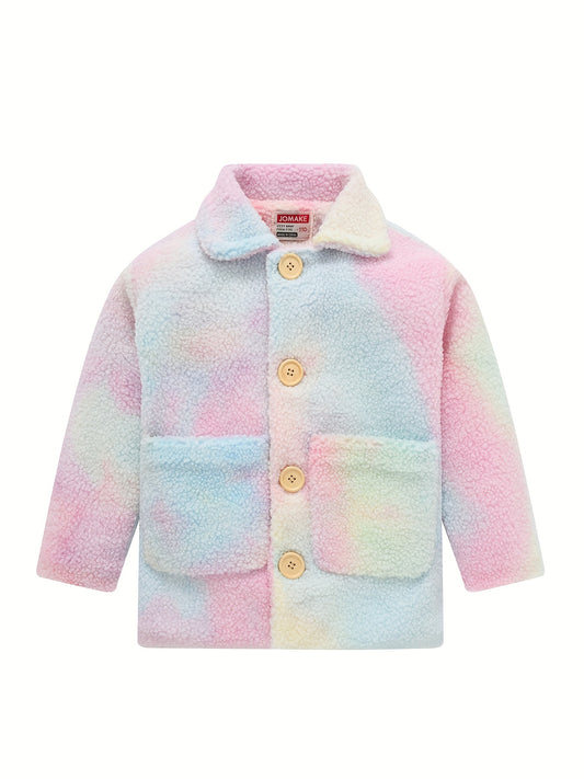 Mädchen-Lammfelljacke | JOMAKE Koreanischer Stil, Reverskragen, zweifarbig, warmer Windbreaker mit Taschen, Futter, Knopfverschluss, lange Ärmel für den Winter