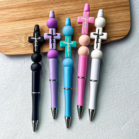 5-Pack Silicone Cross-Series Ballpoint Pen Set, Fine Point Twist Pens, Round Body Plastic Writing Instruments for Office, School, Work, Gift for Teens and Adults - Assorted Colors