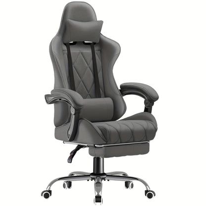 Fabric Computer Chair Gaming Chair Massage Game Chair Cloth Office Chair with Headrest, Lumbar Support & Footrest