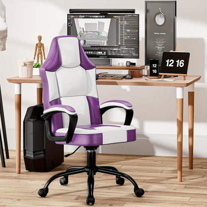 Gaming Chair Office Chair, PU Leather High Back Adjustable Swivel Gamer Chair, Big and Tall Computer Chair for Adults, Purple