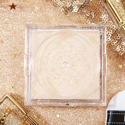 Elegant Bowknot Air Powder - Lightweight, Long-Lasting Oil Control & Waterproof Setting Powder for All Skin Tones, Ivory White & Cool Beige, Matte Finish with Glittery Golden Bow Design