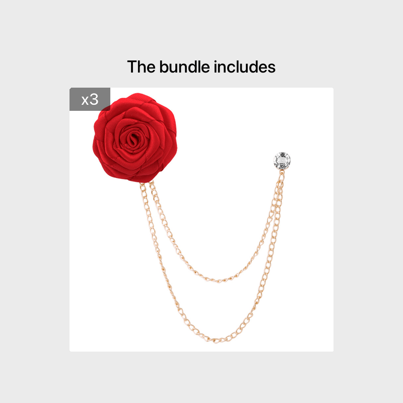 Men's Wedding Ceremony Groom Handmade Rose Chain Brooch