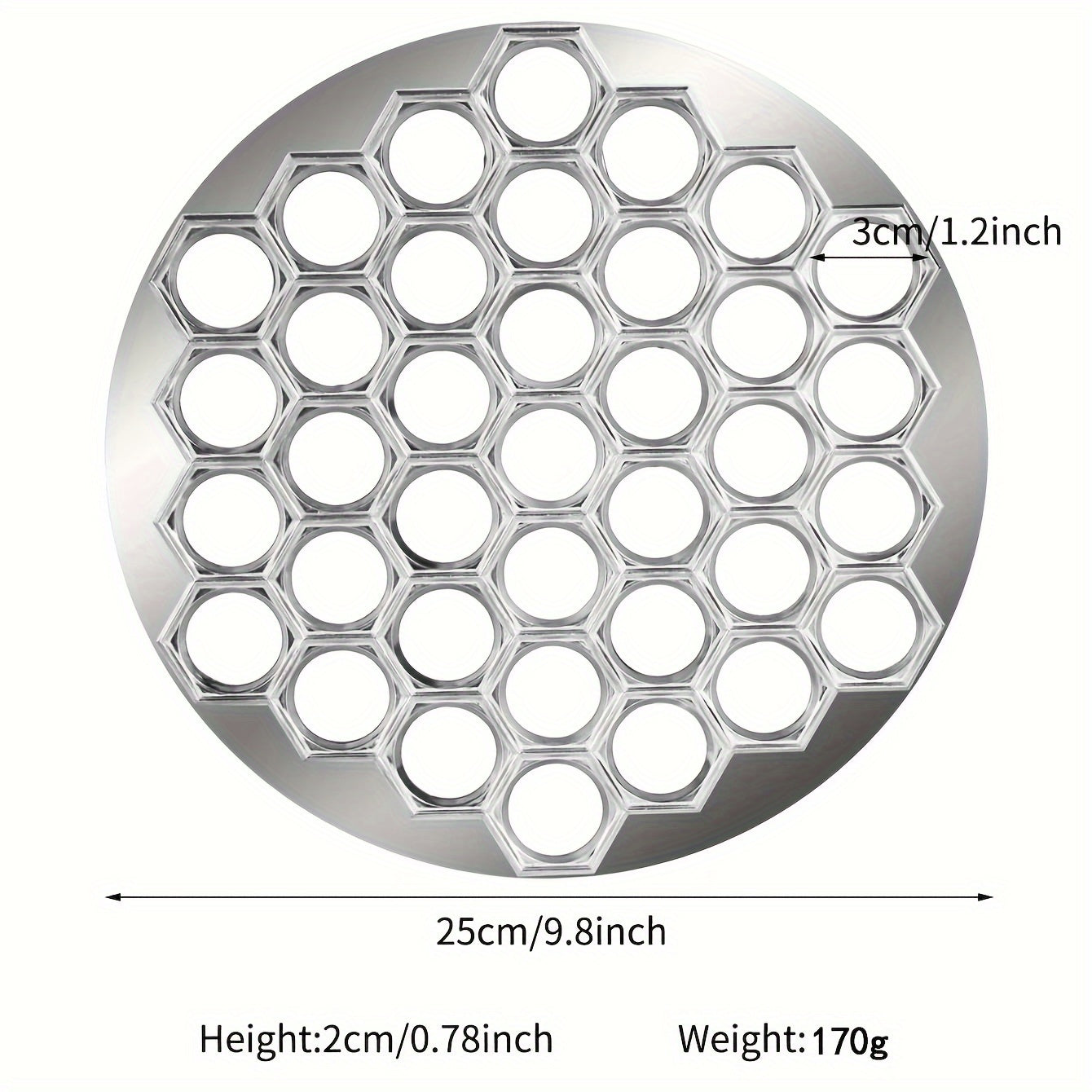 37-Loch-Wontonform aus silberfarbenem Metall