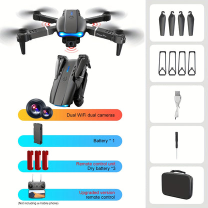 New E99 K3 Professional RC Drone, Dual Camera Double Folding RC Quadcopter Height Hold Remote Control Toy, Holiday Gift Indoor And Outdoor Cheap Drone Aircraft