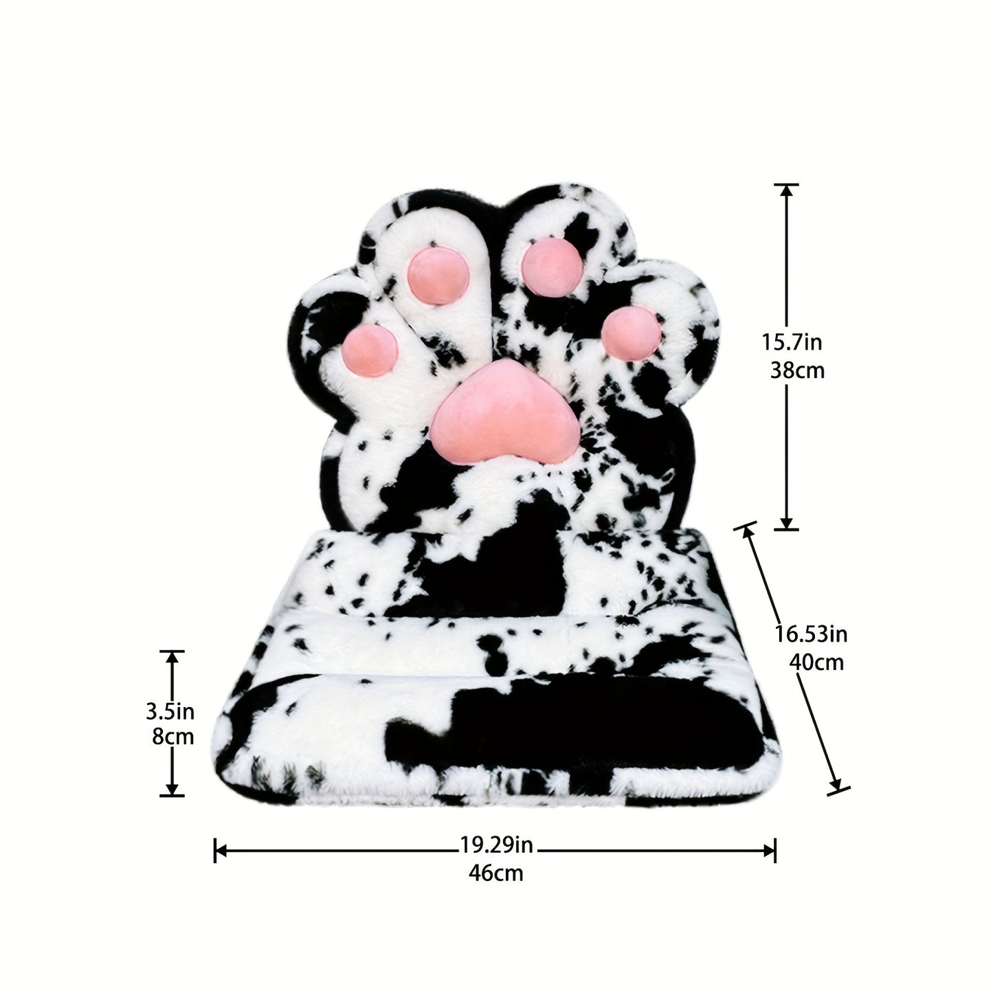 L-Shape Cat Paw Cushion - Soft Milk Velour Plush Chair Pillow with Faux Rabbit Fur, Cute Kawaii Gaming & Office Seat Cushion for Gamer Girls, Comfy Floor Seat for Room Decor, 100% Polyester, Dry Clean Only
