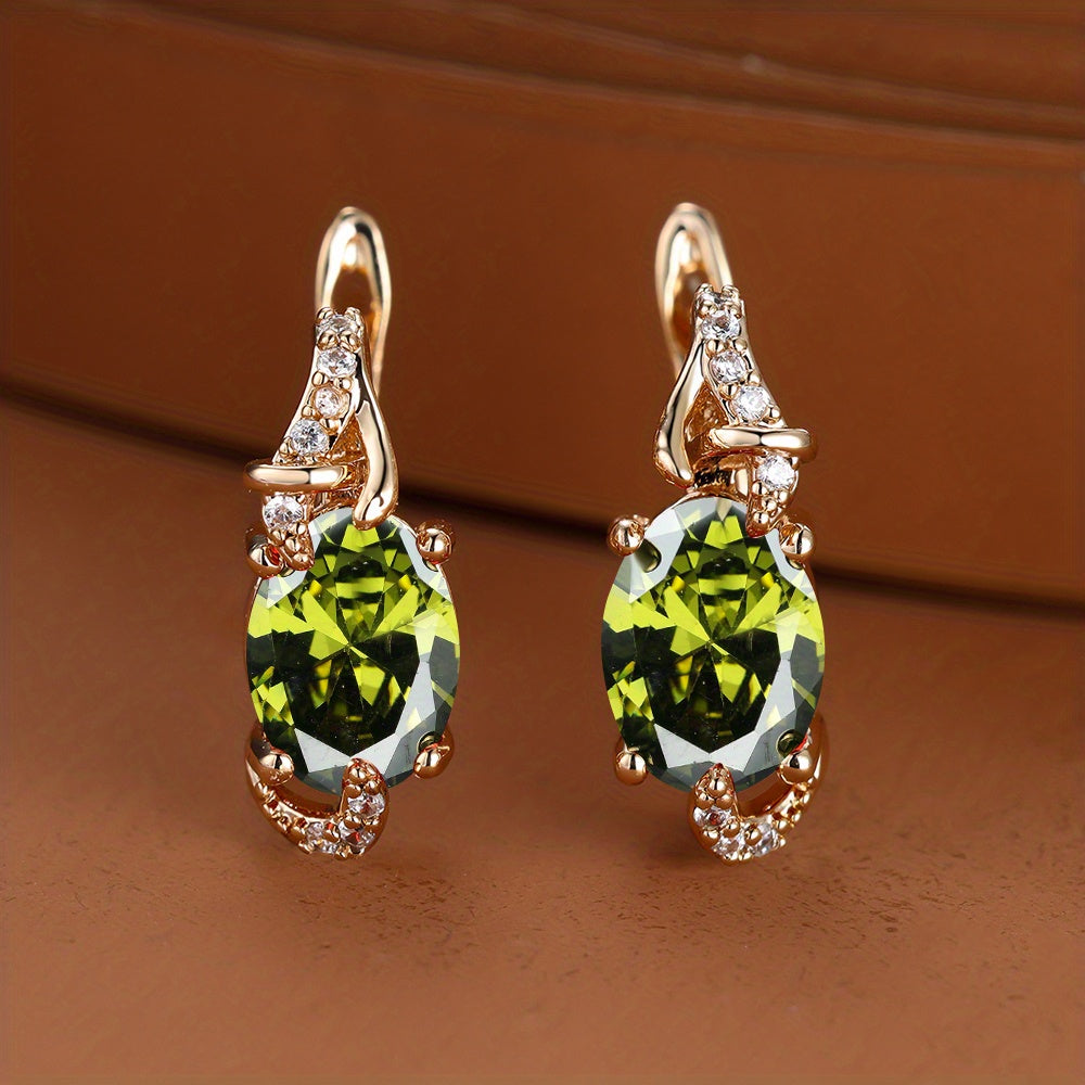Elegante, 18 Karat vergoldete Ohrstecker mit blauem Stein – Rund- und Ovalschliff, synthetische Zirkonia, Ohrstecker aus Kupfer – Schmuck für jede Jahreszeit | Trendiges Design | Langlebige Vergoldung