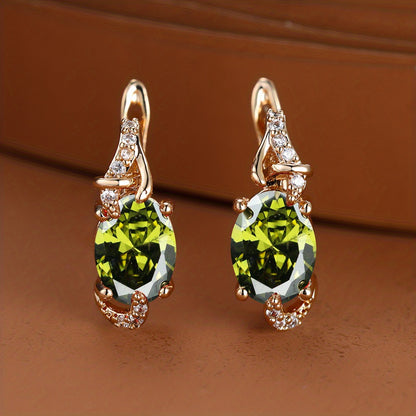 Elegante, 18 Karat vergoldete Ohrstecker mit blauem Stein – Rund- und Ovalschliff, synthetische Zirkonia, Ohrstecker aus Kupfer – Schmuck für jede Jahreszeit | Trendiges Design | Langlebige Vergoldung