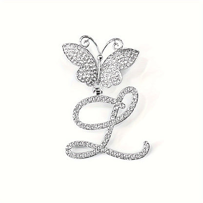 Trendy Shiny Butterfly Cursive Letter Cuban Chain Anklet For Women A-Z Letters Anklets Punk Hip Hop Style Sparkling Barefoot Jewelry