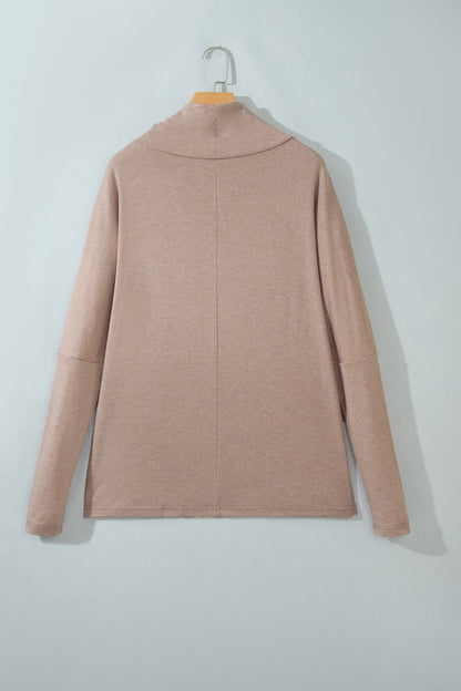 Smoke Gray High Neck Long Sleeve Top