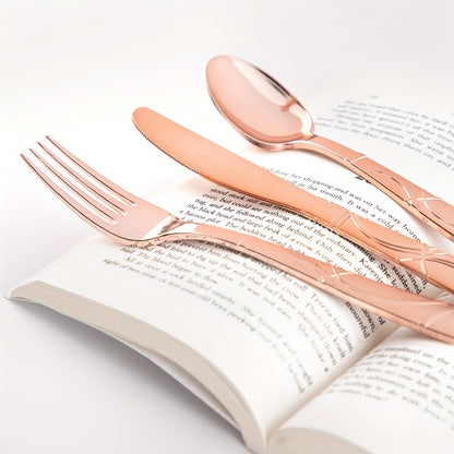 75 Pcs Golden Silverware - Golden Cutlery Set - Disposable Flatware Dinnerware Includes 25 Golden Forks, 25 Golden Spoons, 25 Golden Knives Utensils For Party, Birthday, Wedding, Reuse After Washing Hands
