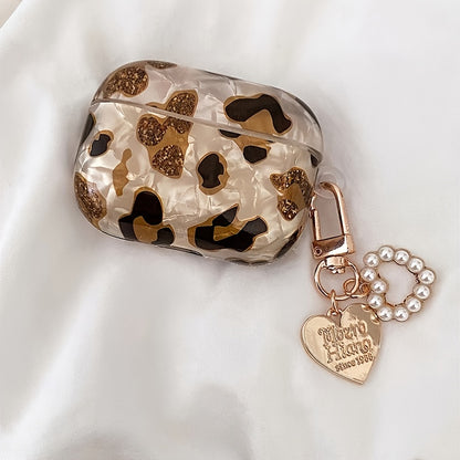 Stilvolle Kopfhörerhülle mit Leopardenmuster und Aufhängekette – perfekt für AirPods 1 und 2!