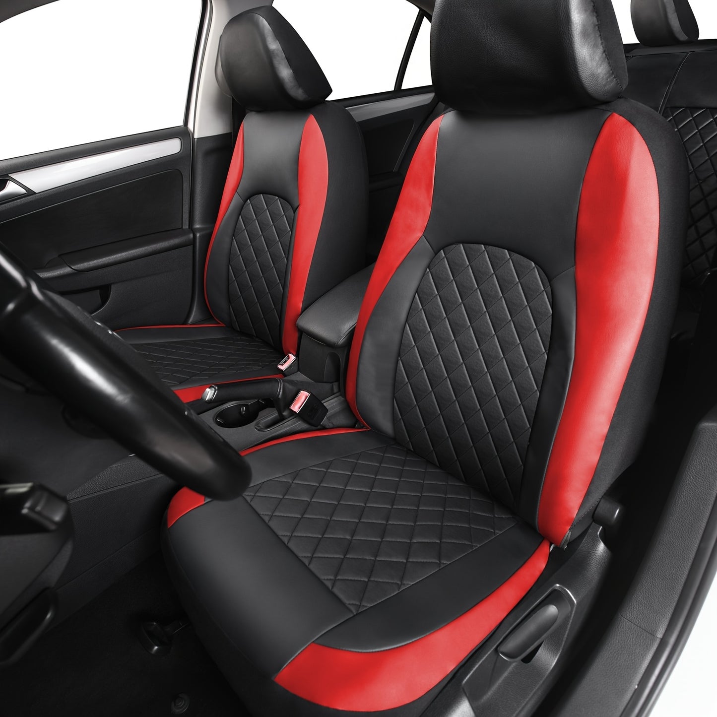 Universal Faux Leather Car Seat Covers Full Set Car Seat Covers Full Set Front Seats and Rear Bench, Universal Fit 5 Seat Covers for SUV, Automotive Truck, Scratch Proof