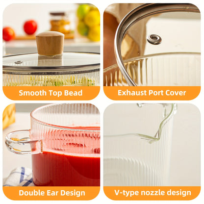 1pc, Glass Soup Pot, Glass Cooking Pot With Lid, Heat Resistant Borosilicate Glass Cookware, Stovetop Pot Set, Paella Pan Simmer Pot With Cover Safe For Soup, Milk