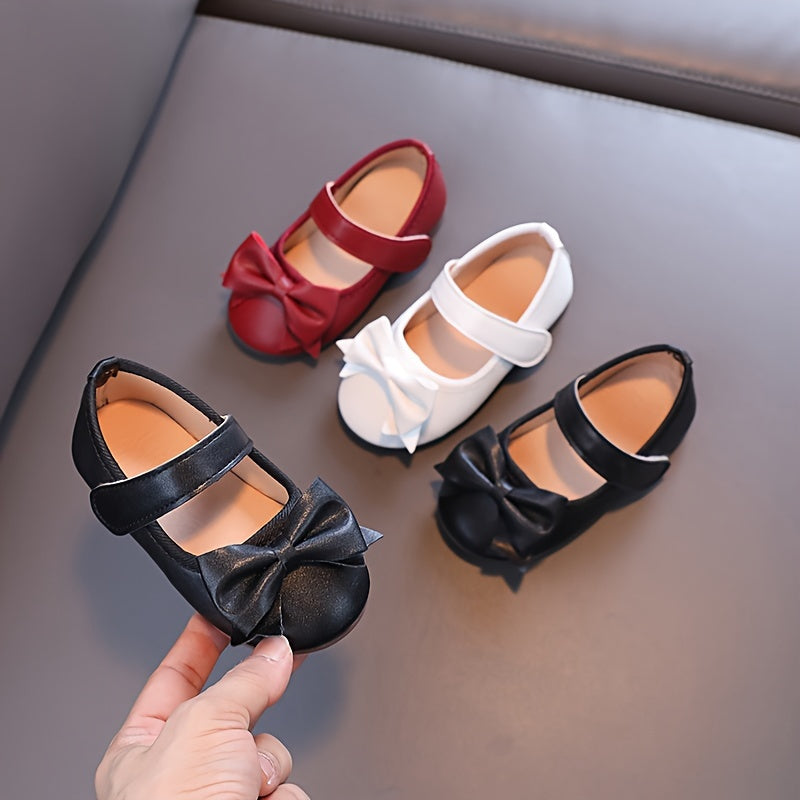 Chaussures plates Mary Jane pour filles, semelle souple antidérapante, décorées d'un nœud, style princesse